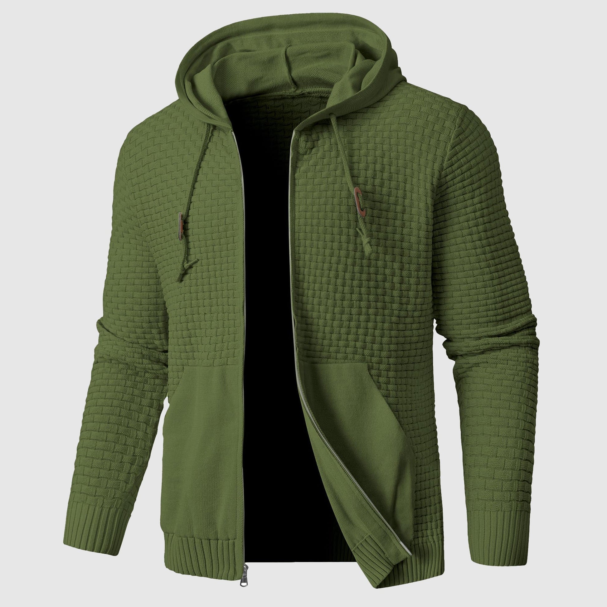Alessandro Veneti urban artisan hoodie robust knit insulated pullover for outdoor explorers in neutral tones