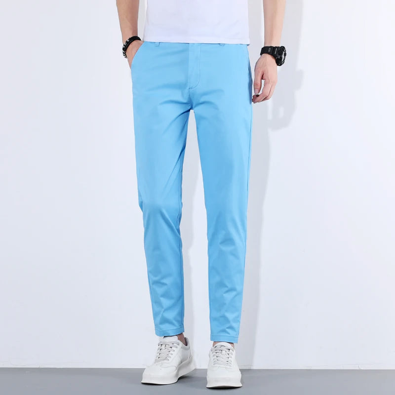 Alessandro Veneti men's vivid colorful slim-fit cotton-spandex dress pants for city professionals