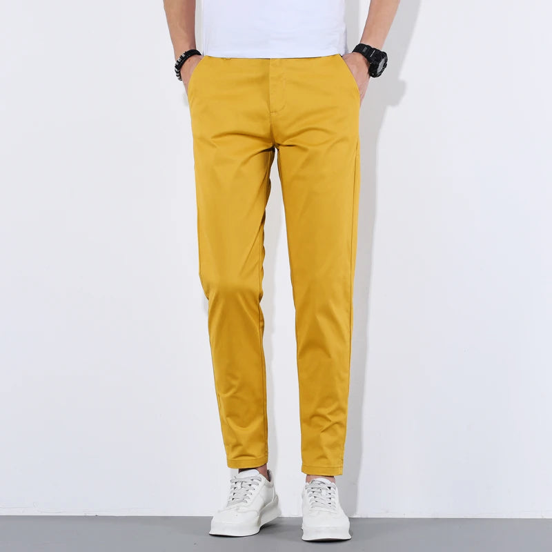Alessandro Veneti men's vivid multicolor cotton-spandex slim pants with bold city-ready contemporary fit