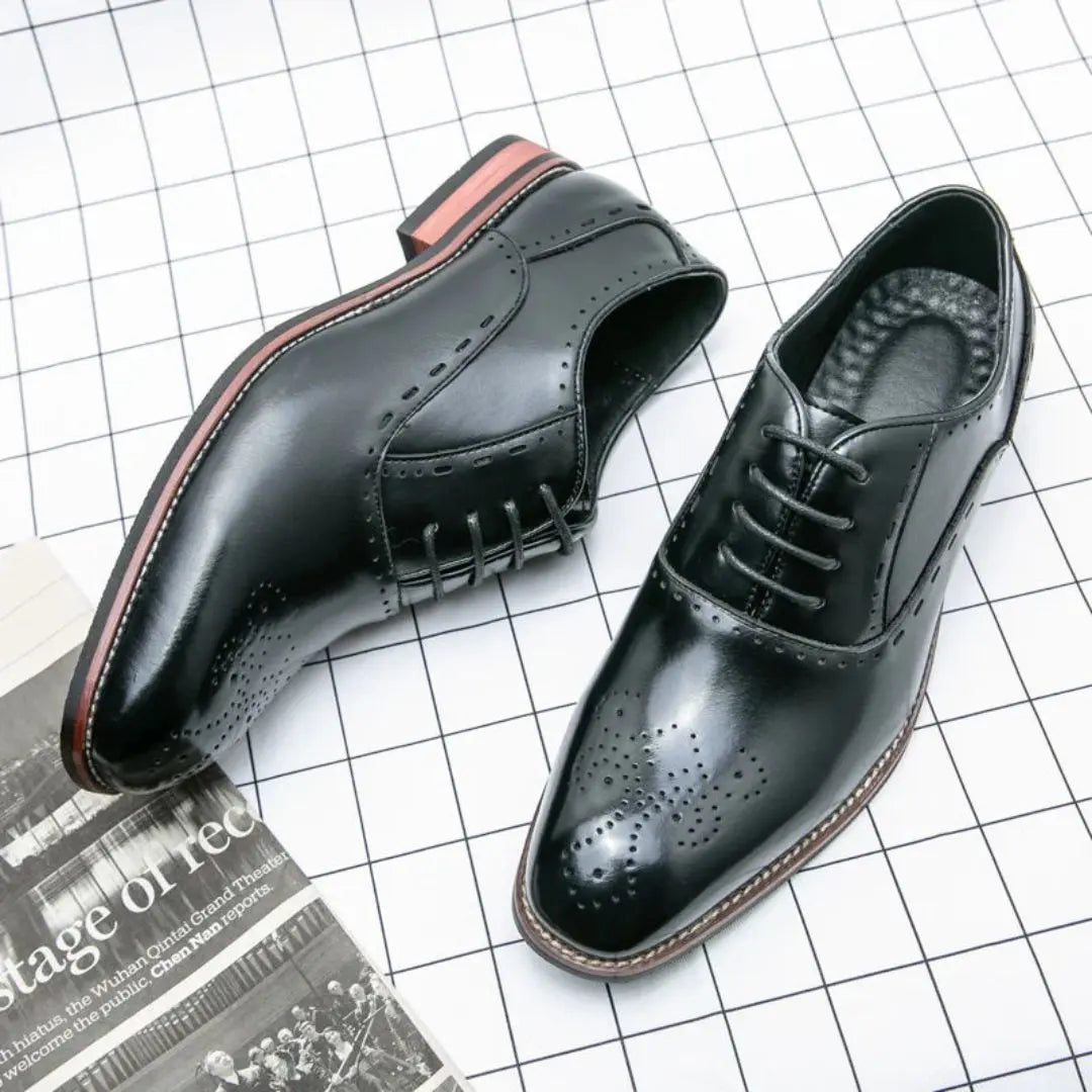 Alessio men's brown premium leather handcrafted brogue Oxford shoes with intricate perforations