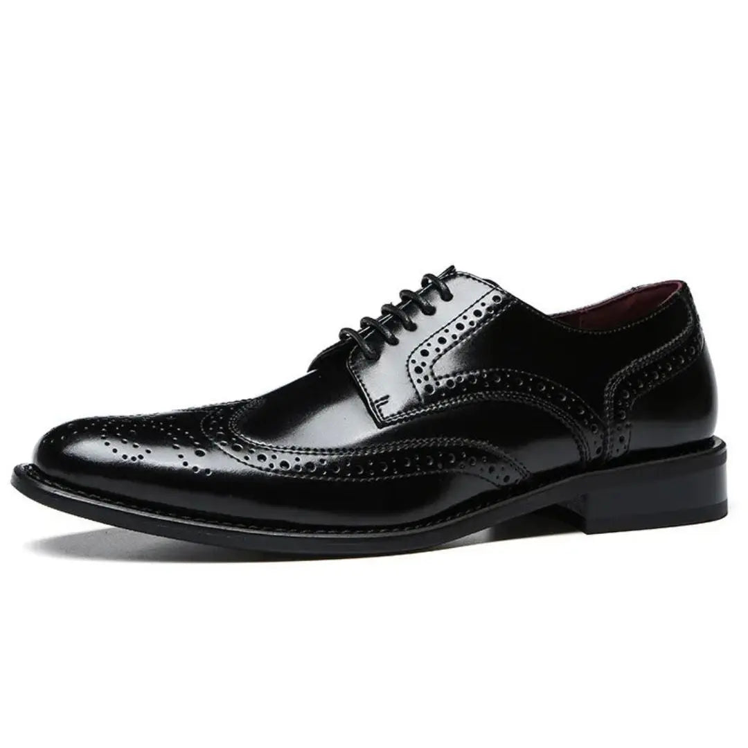 Men's Alexander classic brown cowhide leather brogues formal dress shoes with perforated detailing