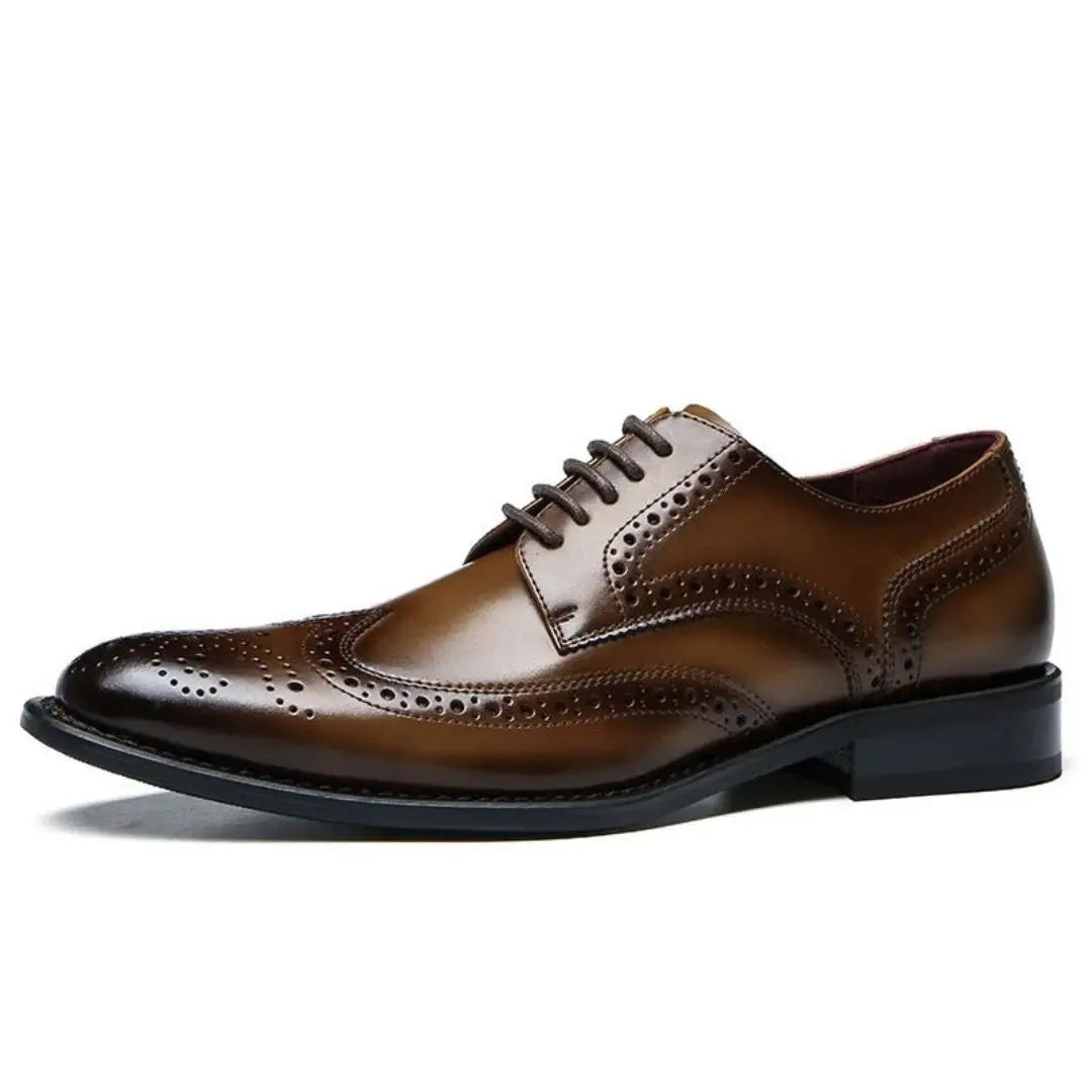 Men's Alexander classic brogues premium cowhide leather sleek formal dress shoes with perforated detailing