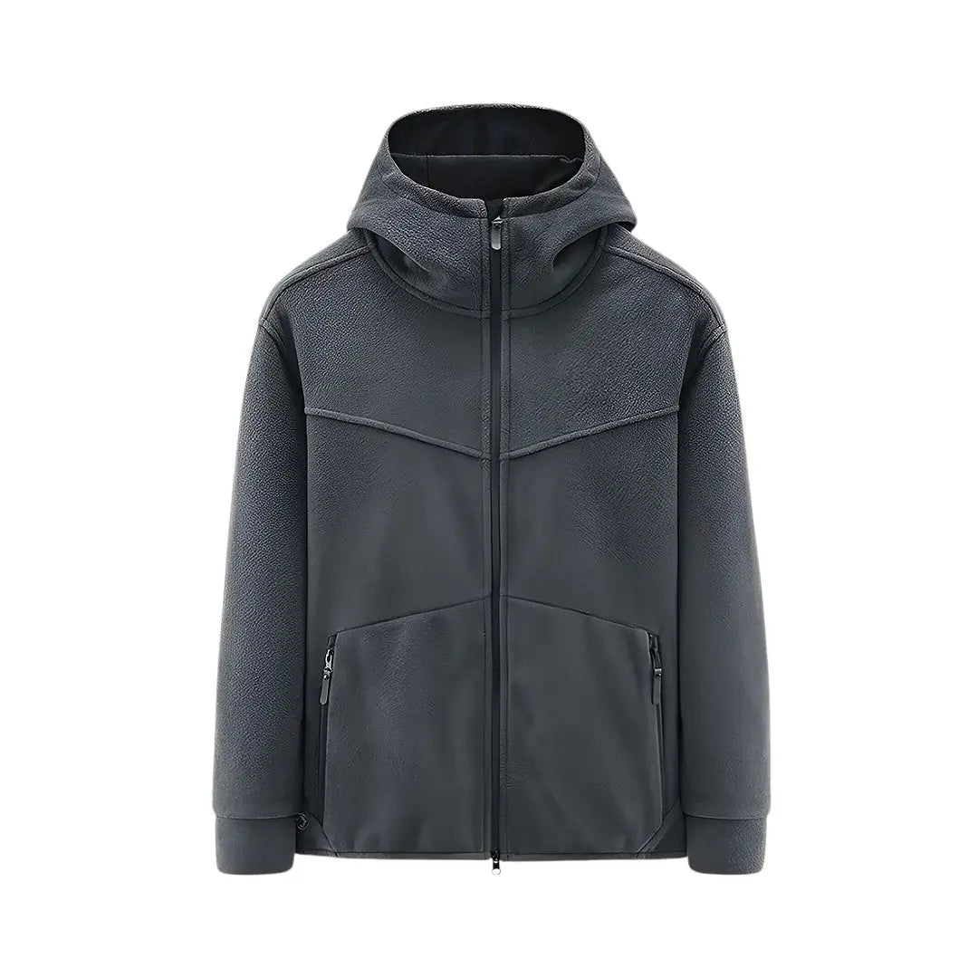 Heather gray relaxed-fit fleece-lined hoodie with cozy soft fabric for outdoor adventures