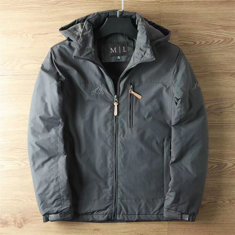 Felix Grant Alpine Shield navy waterproof insulated jacket with removable hood for outdoor adventures