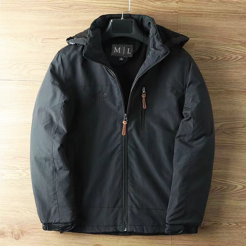 Felix Grant Alpine Shield navy waterproof insulated jacket with removable hood for outdoor adventures