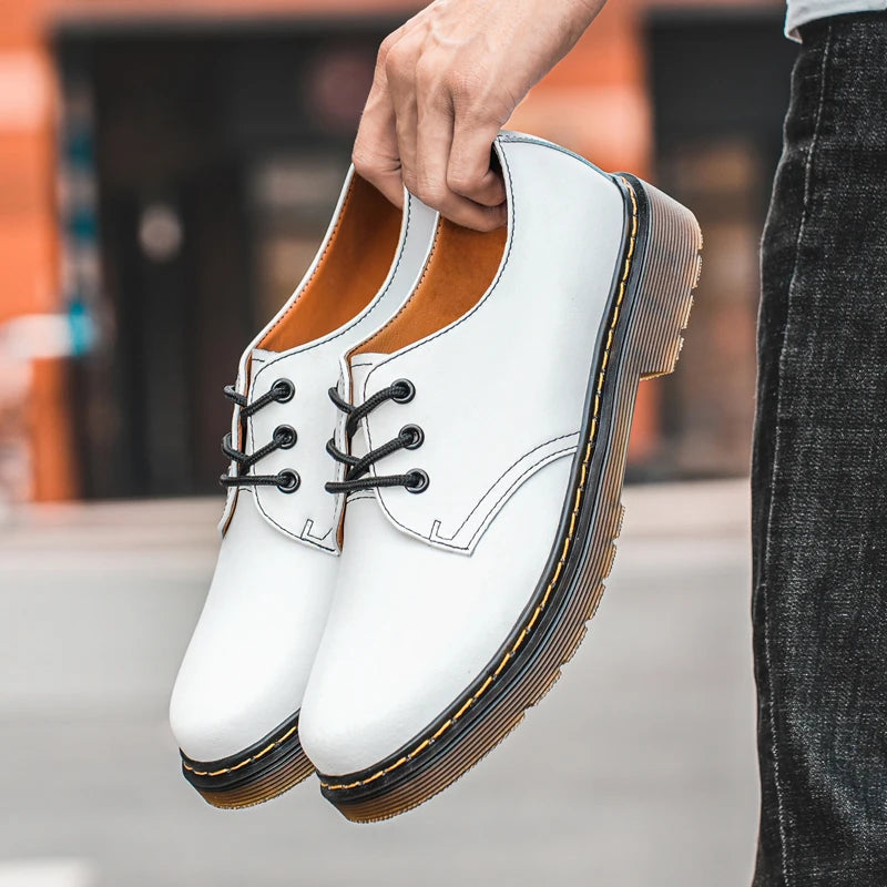 Alvarez black leather Oxford shoes bold contrast stitching yellow welt modern urban style