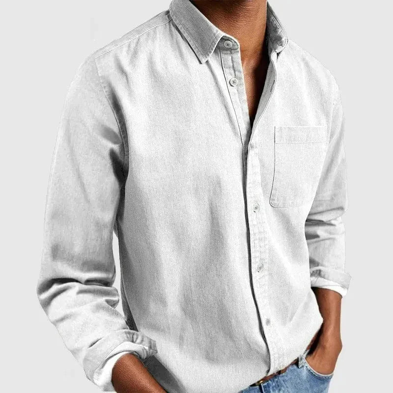 Men's classic regular-fit button-up shirt in soft cotton-blend fabric for work and weekend