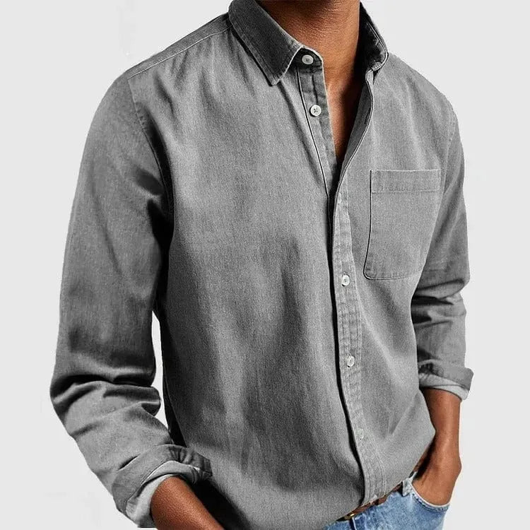 Men's classic button-up shirt soft cotton-blend regular fit timeless work-to-weekend style