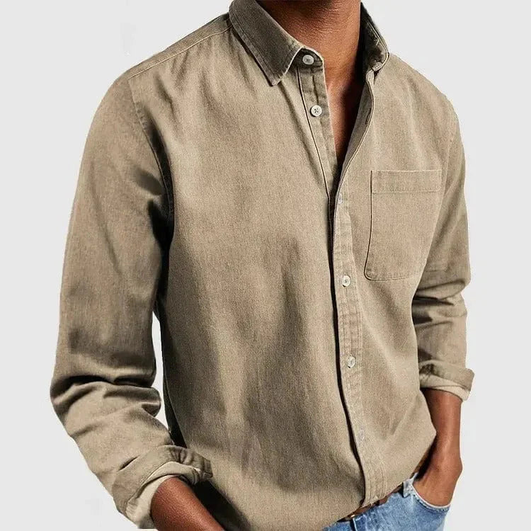 Men's classic button-up shirt soft cotton-blend regular fit timeless collared style for work weekend