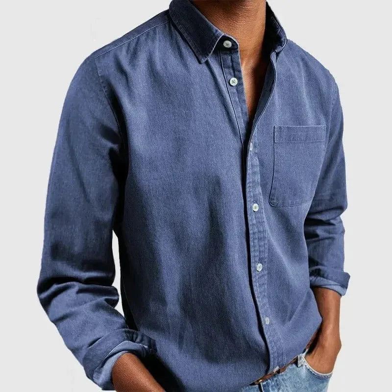 Men's classic button-up shirt soft cotton-blend regular fit timeless work weekend style