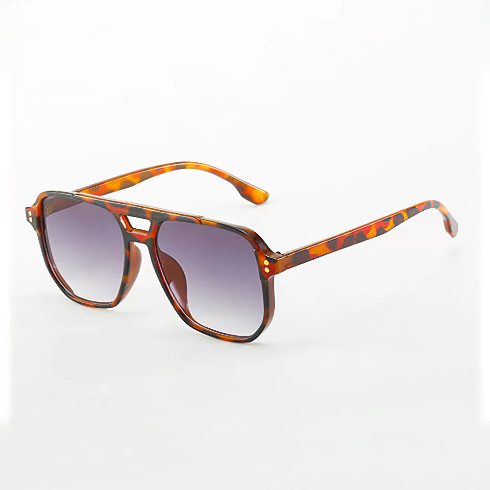 Bold retro tortoiseshell acetate eyeglasses with amber gradient UV400 lenses for everyday style