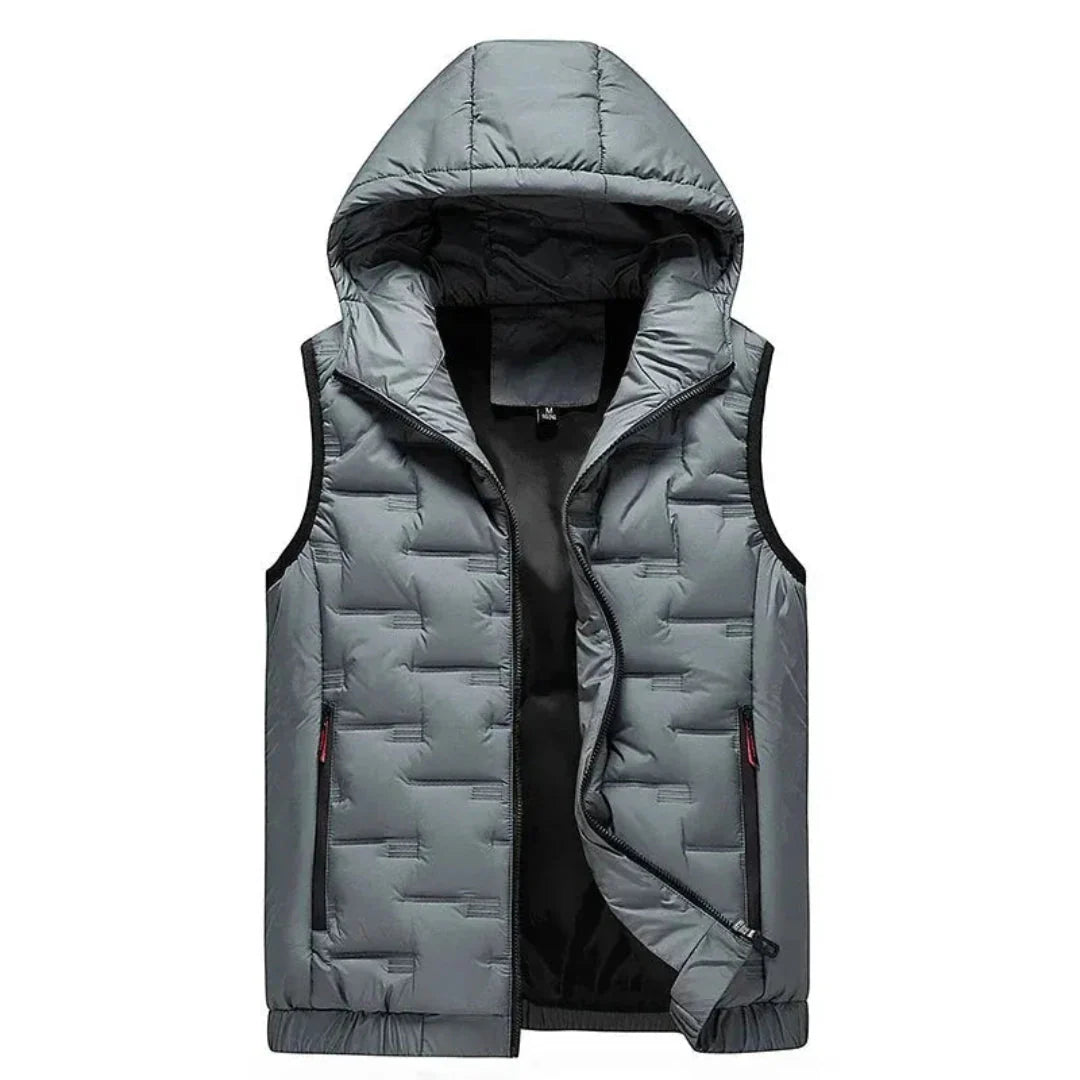 Amber hooded down vest water-resistant shell ultra-light quilted insulation outdoor warmth layer