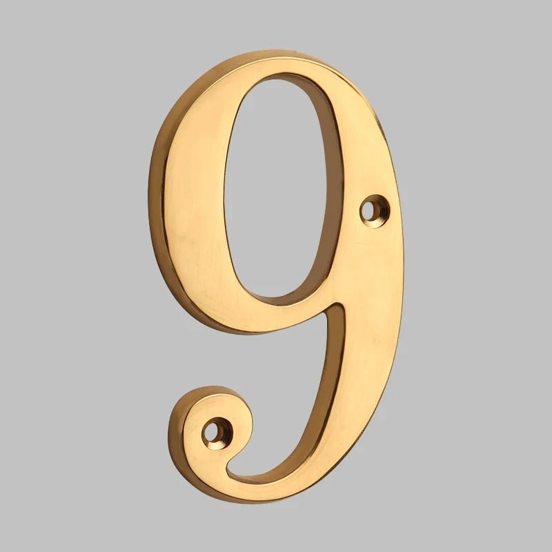 Solid brass oval house number sleek modern exterior address marker with premium curb appeal design