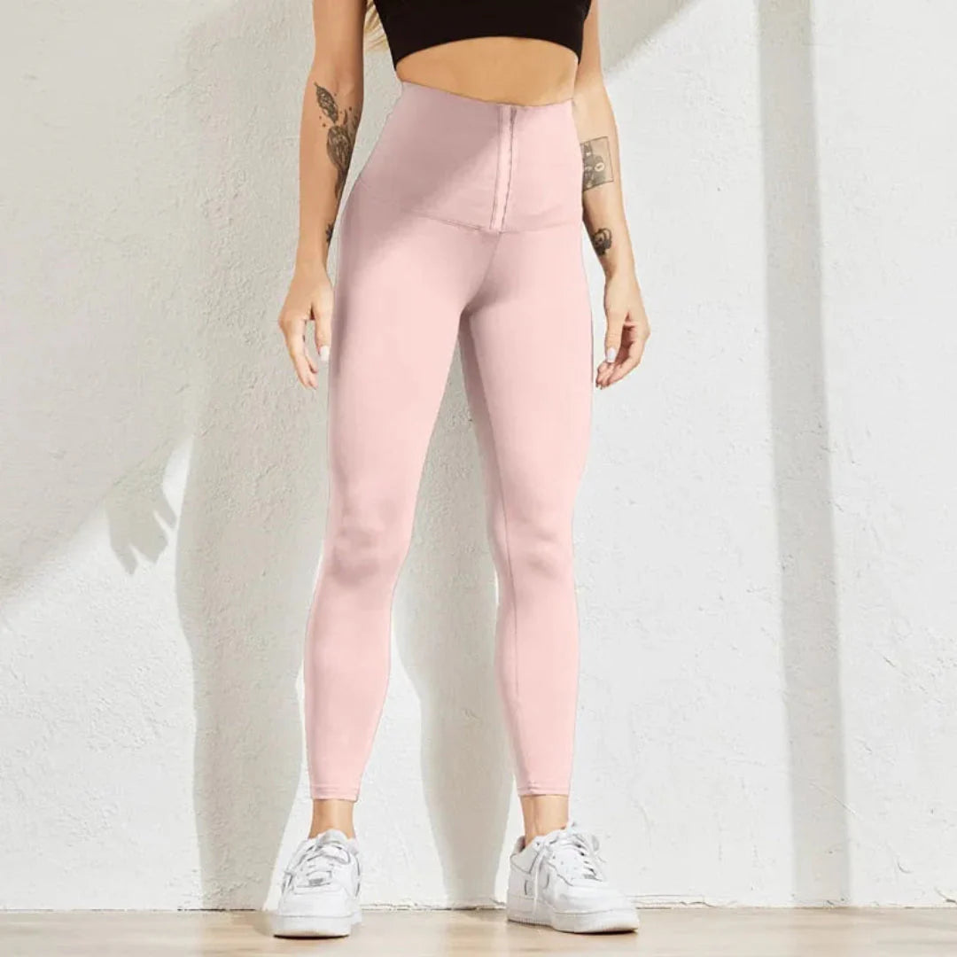 Women's black high waist seamless compression leggings with sculpting tummy control for gym wear