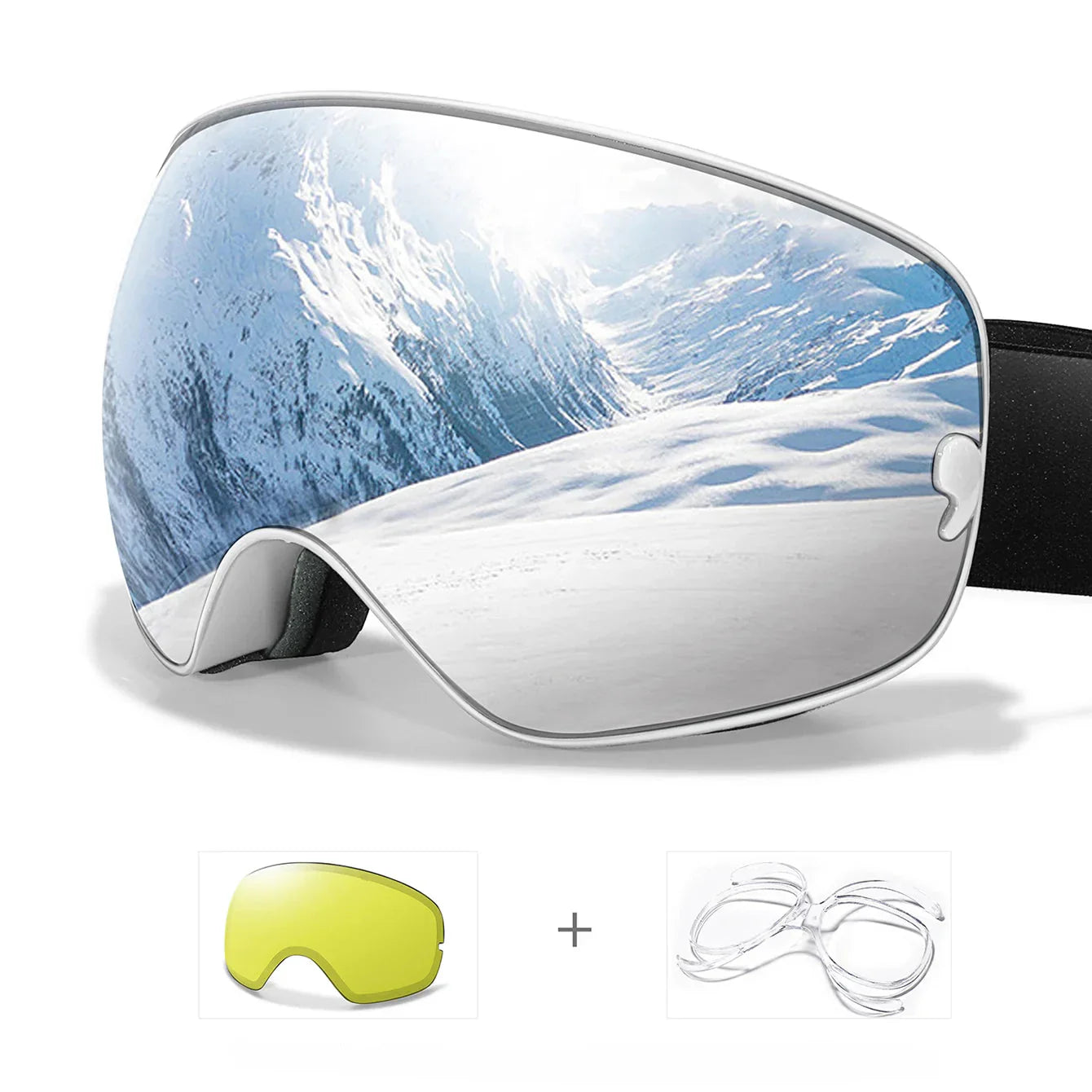 Anti-fog ski goggles with UV400 protection and night vision lens for skiers and snowboarders