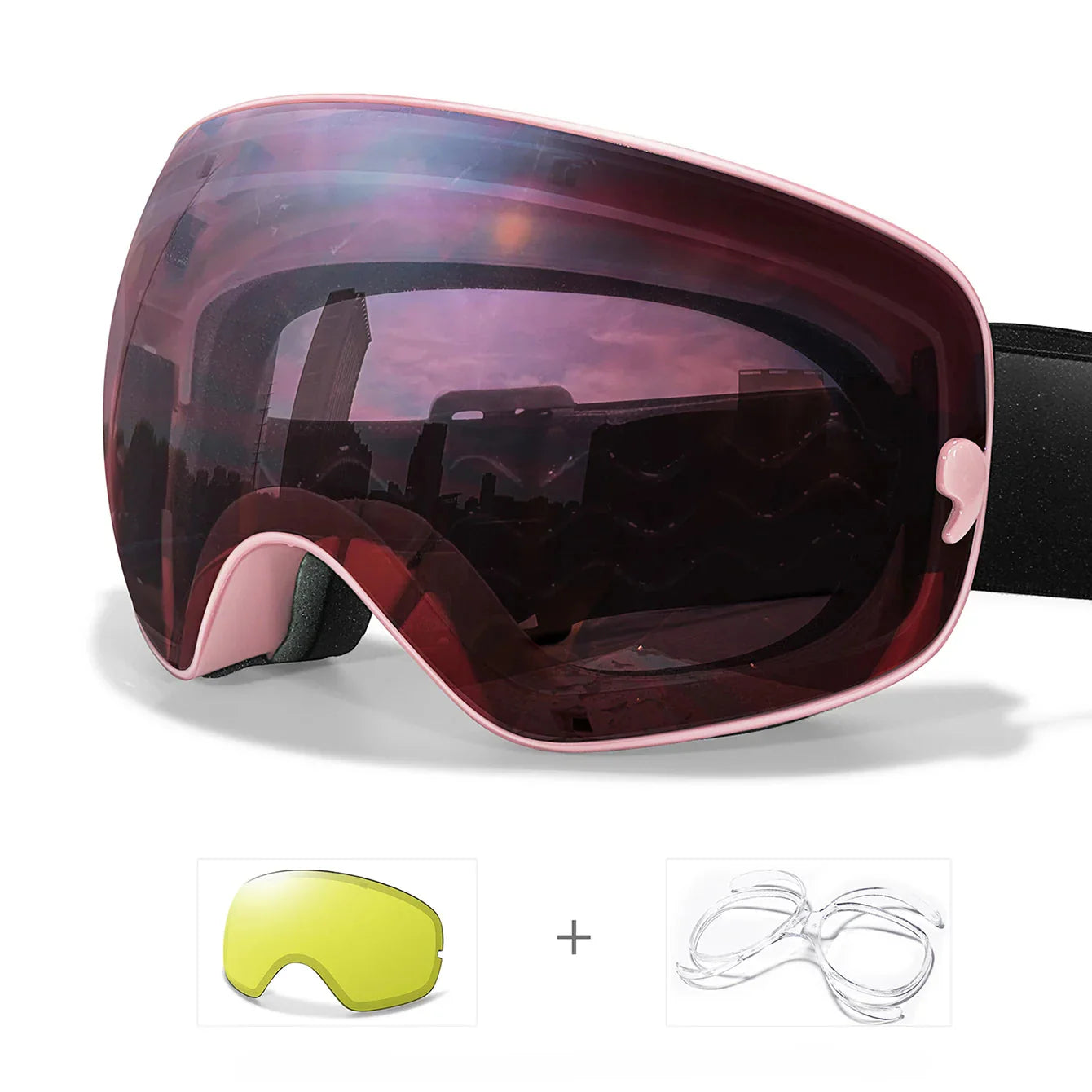 Anti-fog ski goggles with UV400 protection and night vision lens for skiers and snowboarders