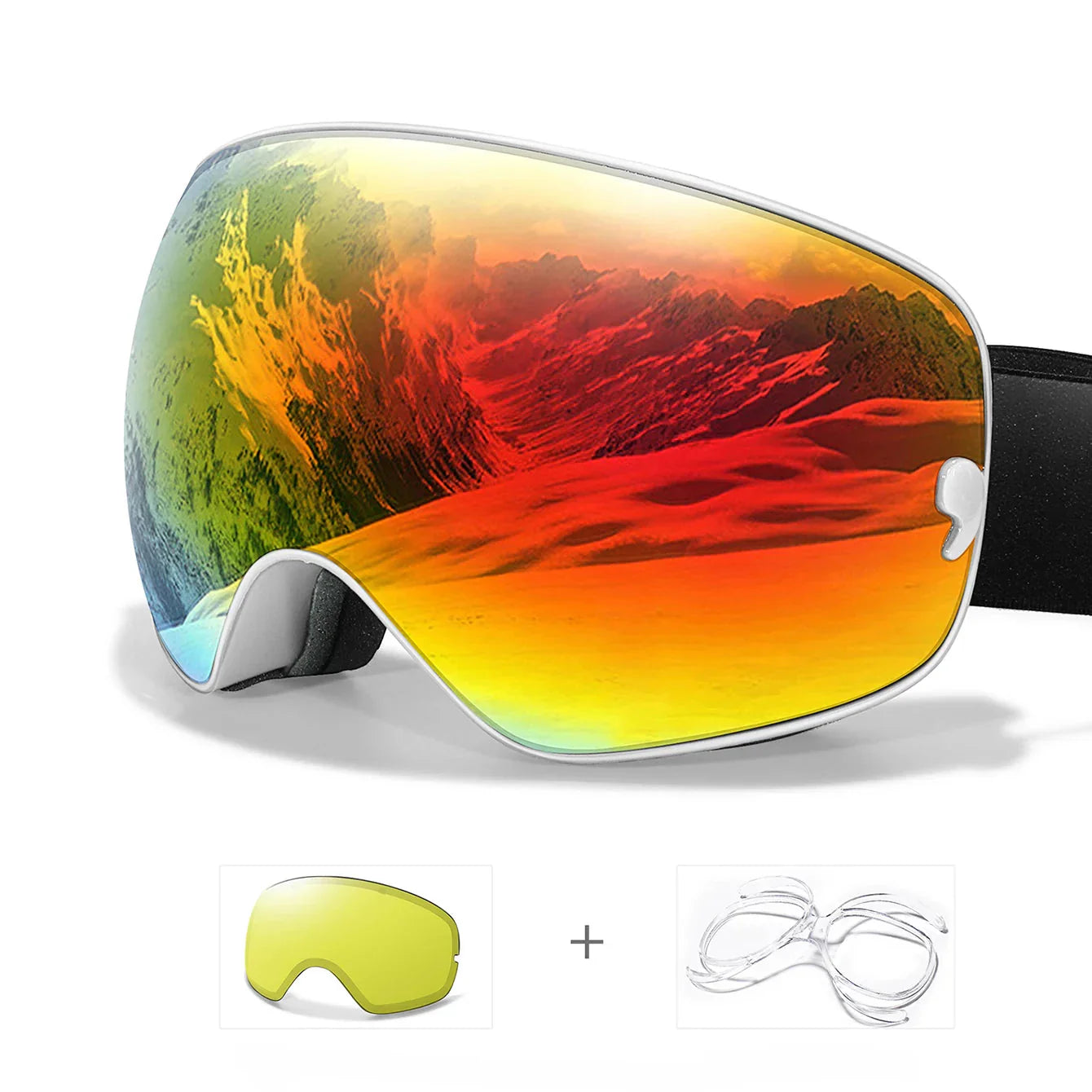 Anti-fog ski goggles with UV400 protection and night vision lens for all-condition winter sports