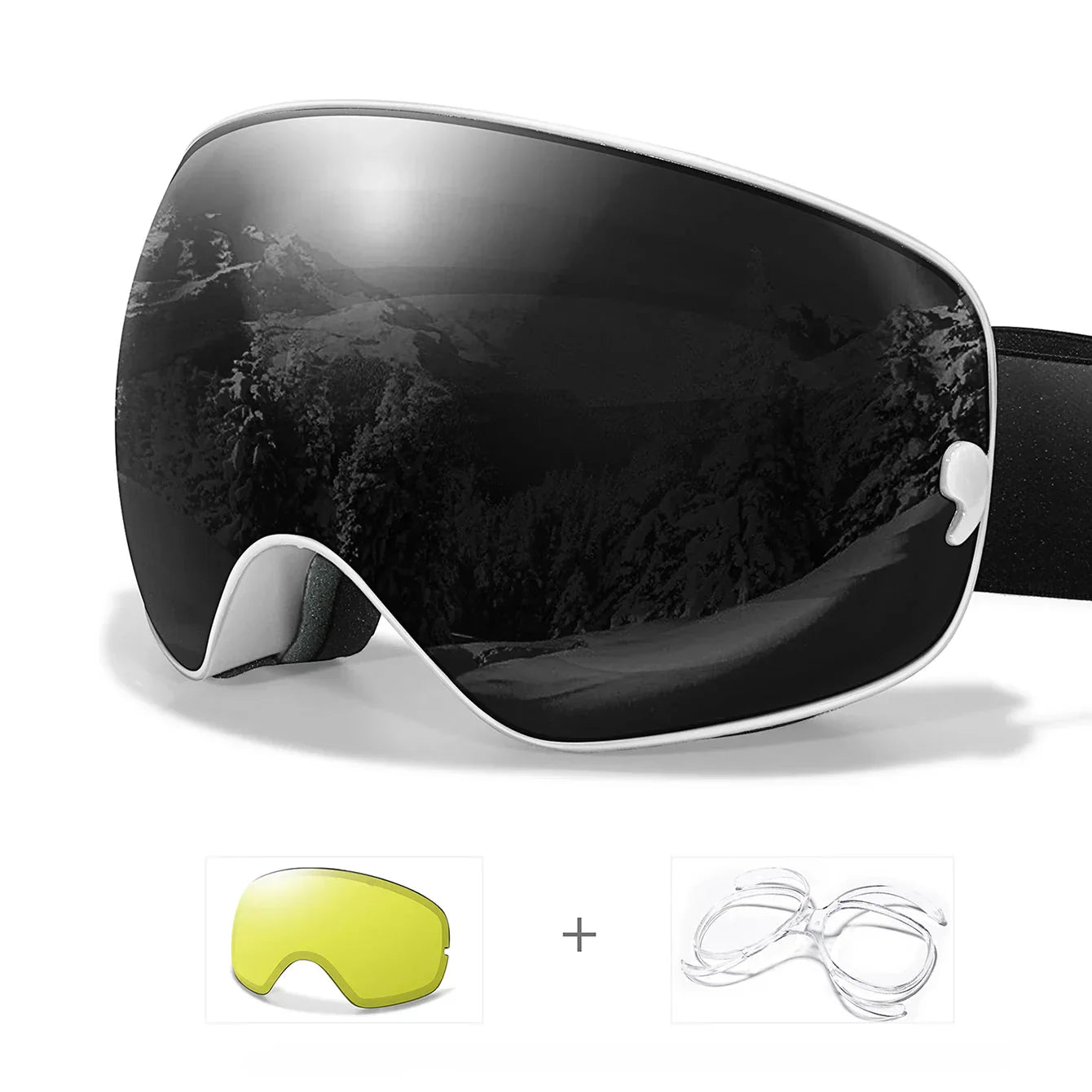Anti-fog ski goggles UV400 protection night vision lens clear dual-layer shield for skiers snowboarders