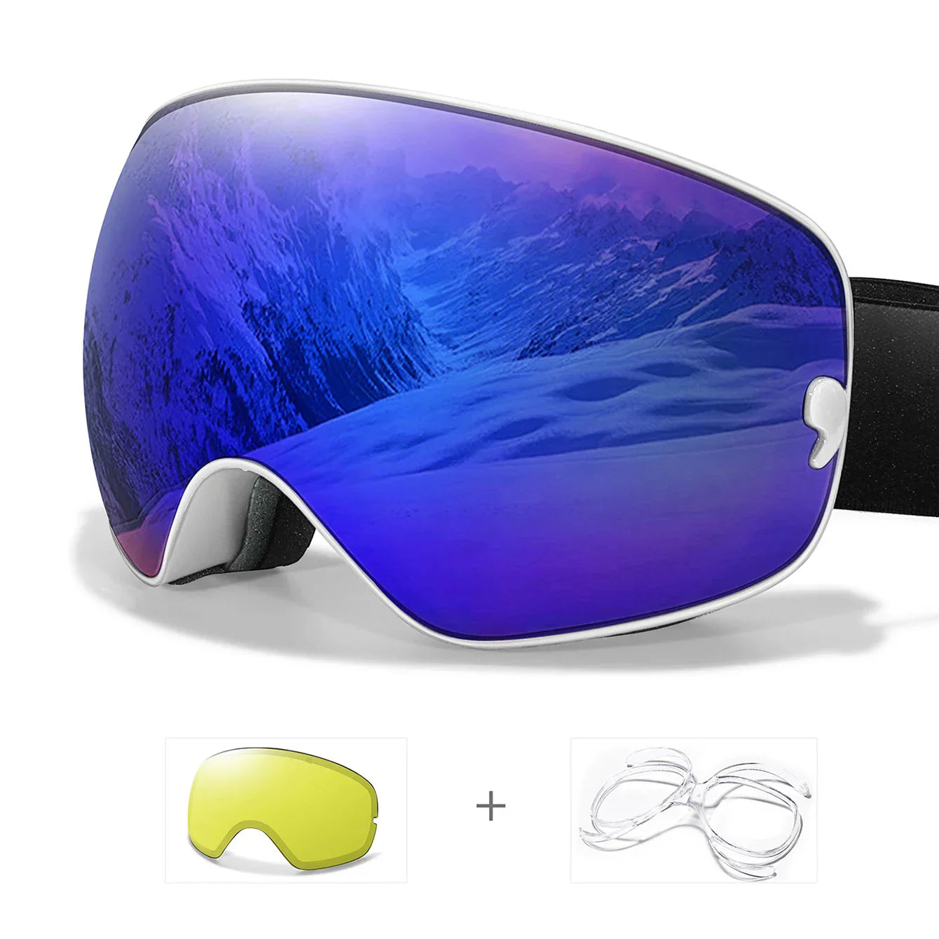 Anti-fog ski goggles with UV400 protection and night vision lens for clear mountain vision