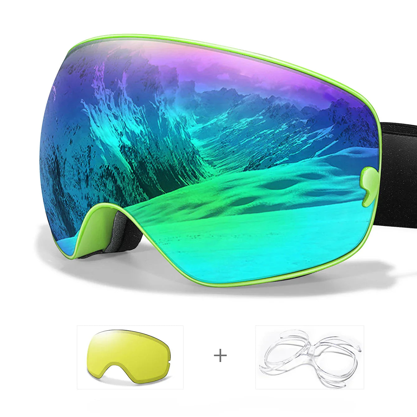 Anti-fog ski goggles with UV400 protection and night vision lens for skiers and snowboarders