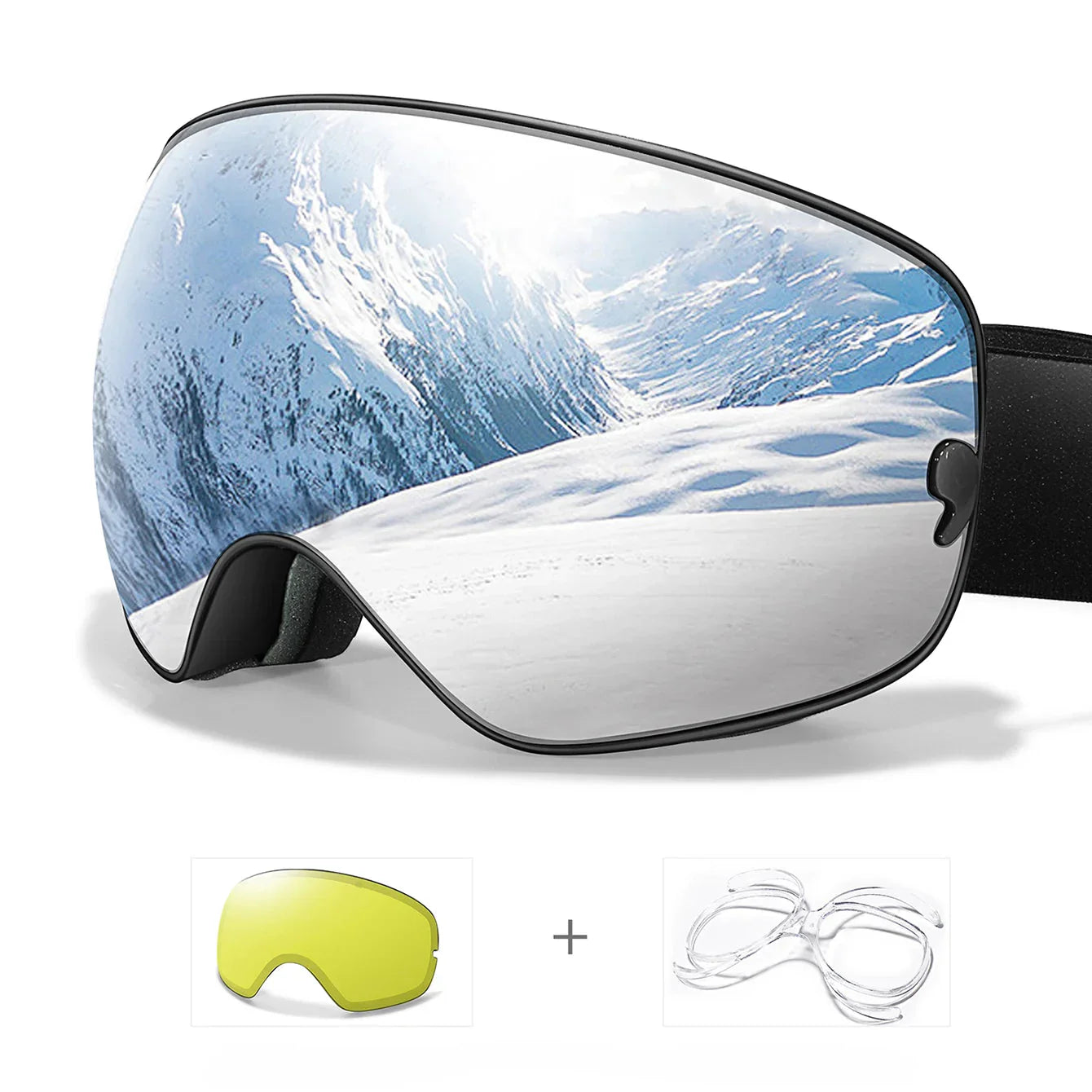 Anti-fog ski goggles with UV400 protection and night vision lens for skiers and snowboarders