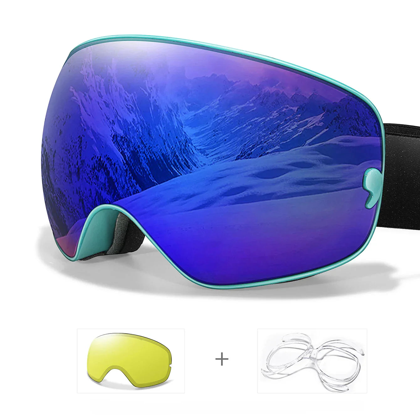 Anti-fog ski goggles UV400 protection night vision lens clear wide-view frame for skiers snowboarders