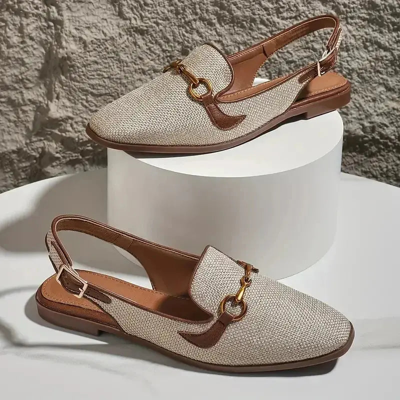 Women's beige closed-toe wedge platform sandals with anti-slip sole and all-day comfort design