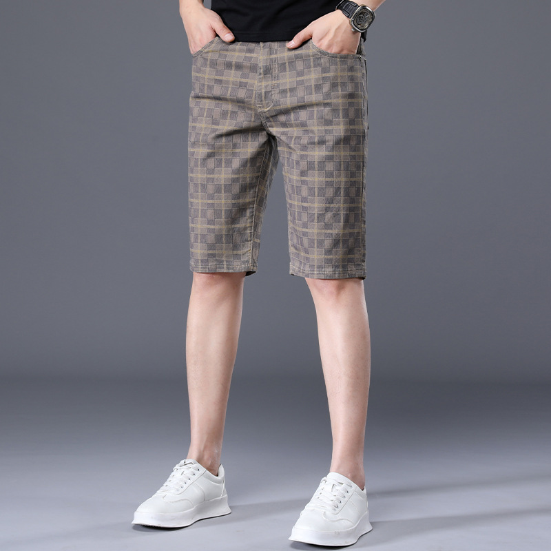 Antonelli earth-tone check shorts tailored mid-thigh fit Italian flair versatile casual dressy