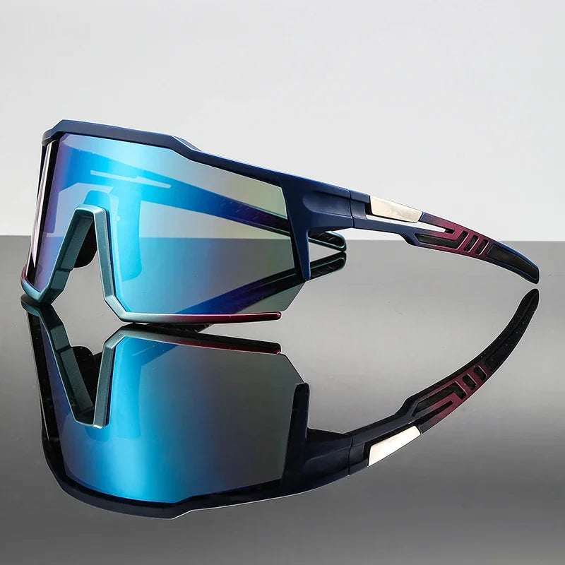 Black wraparound shield sunglasses lightweight impact-resistant athletic performance eyewear for runners cyclists