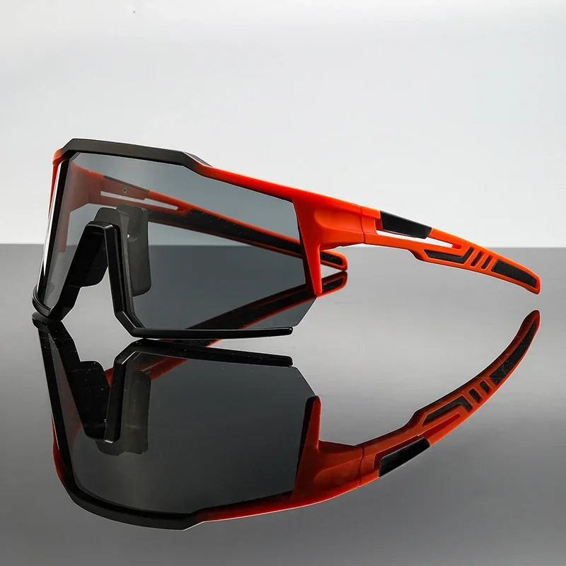 Black wraparound shield sunglasses lightweight impact-resistant athletic performance eyewear for cyclists runners