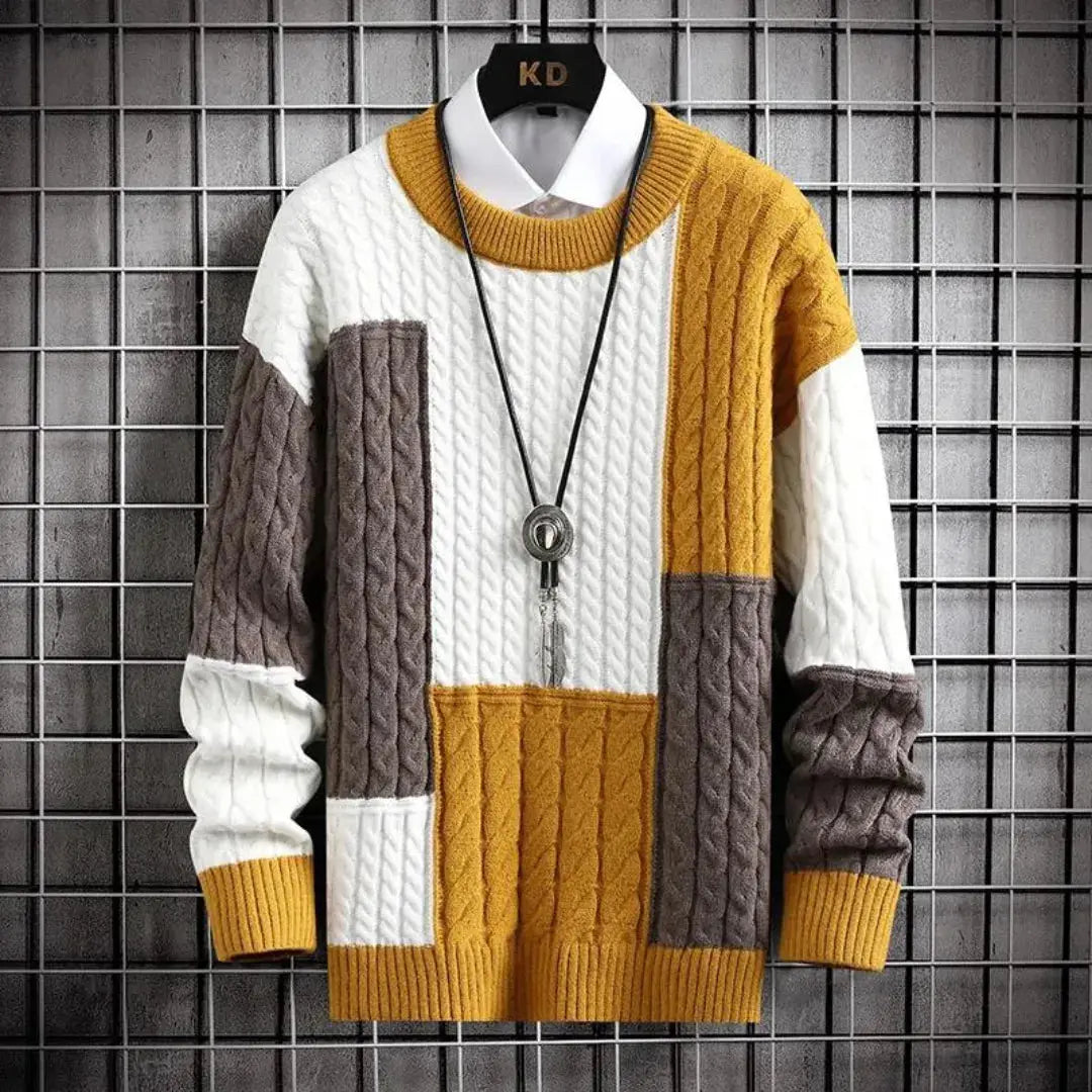 Apollo Regal Weave unisex relaxed-fit sweater in neutral tones with sophisticated textured knit pattern