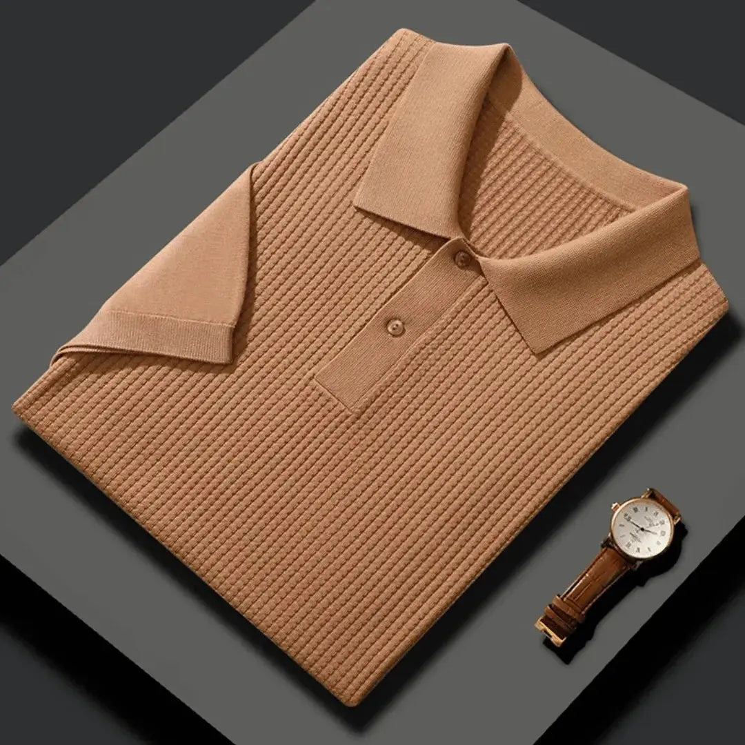 Men's classic polo shirt premium textured fabric modern tailored fit casual luxury wear