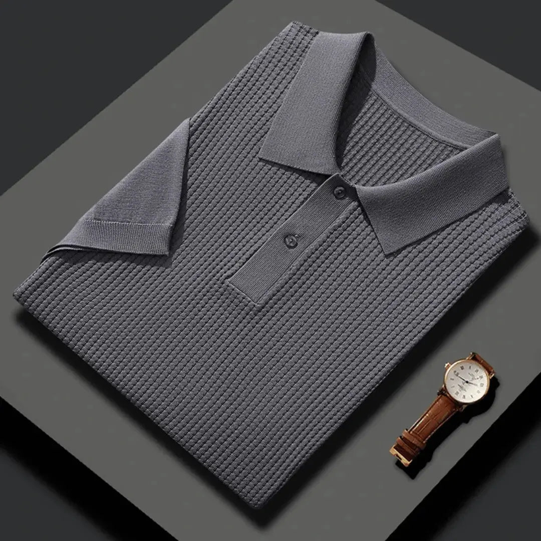Men's classic polo shirt premium textured fabric modern tailored fit casual luxury comfort wear