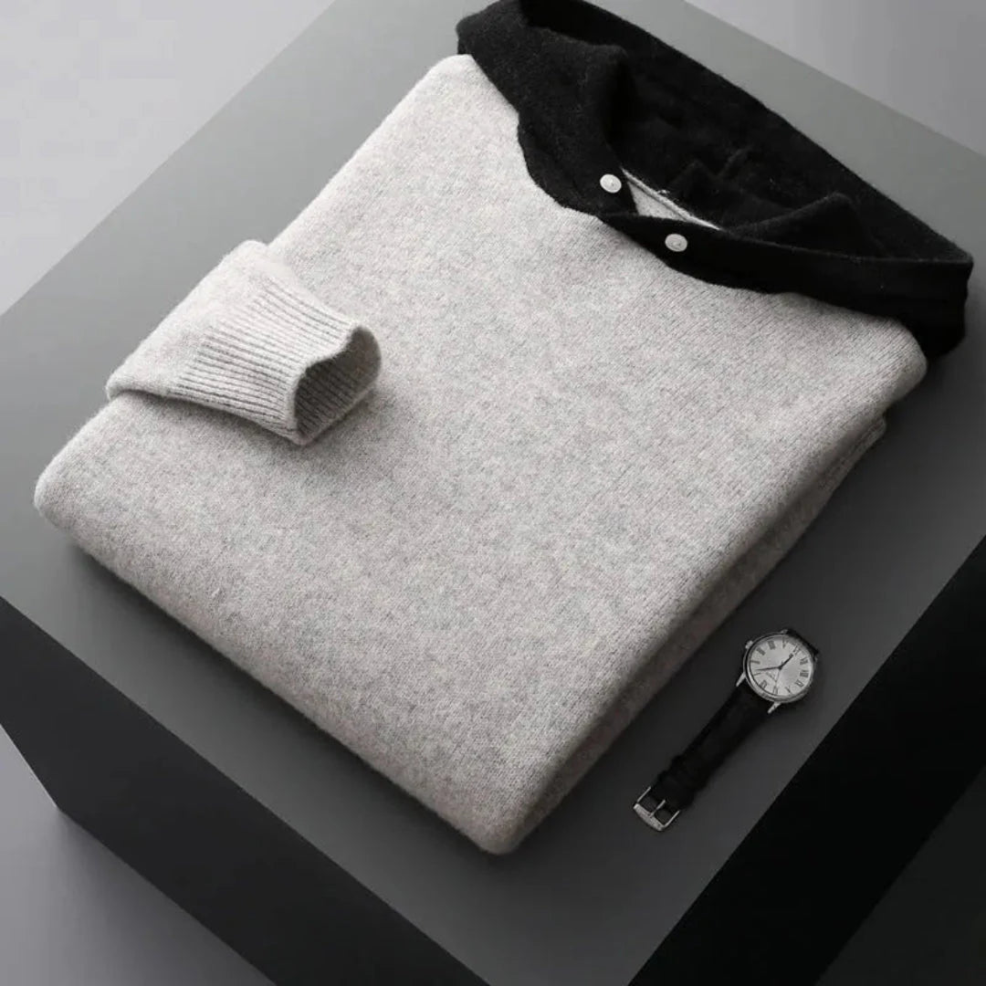 Archer unisex merino wool knit hoodie lightweight breathable minimalist layering essential in neutral tone