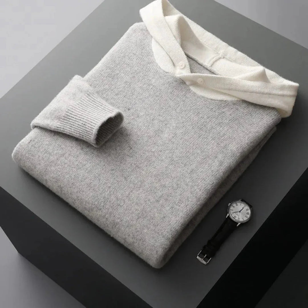 Archer unisex merino wool knit hoodie lightweight minimalist layering essential in neutral tone