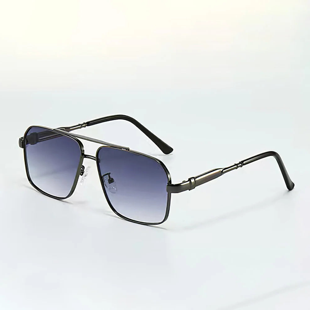 Geometric aviator sunglasses polished gold-tone metal frame UV400 bold minimalist fashion eyewear