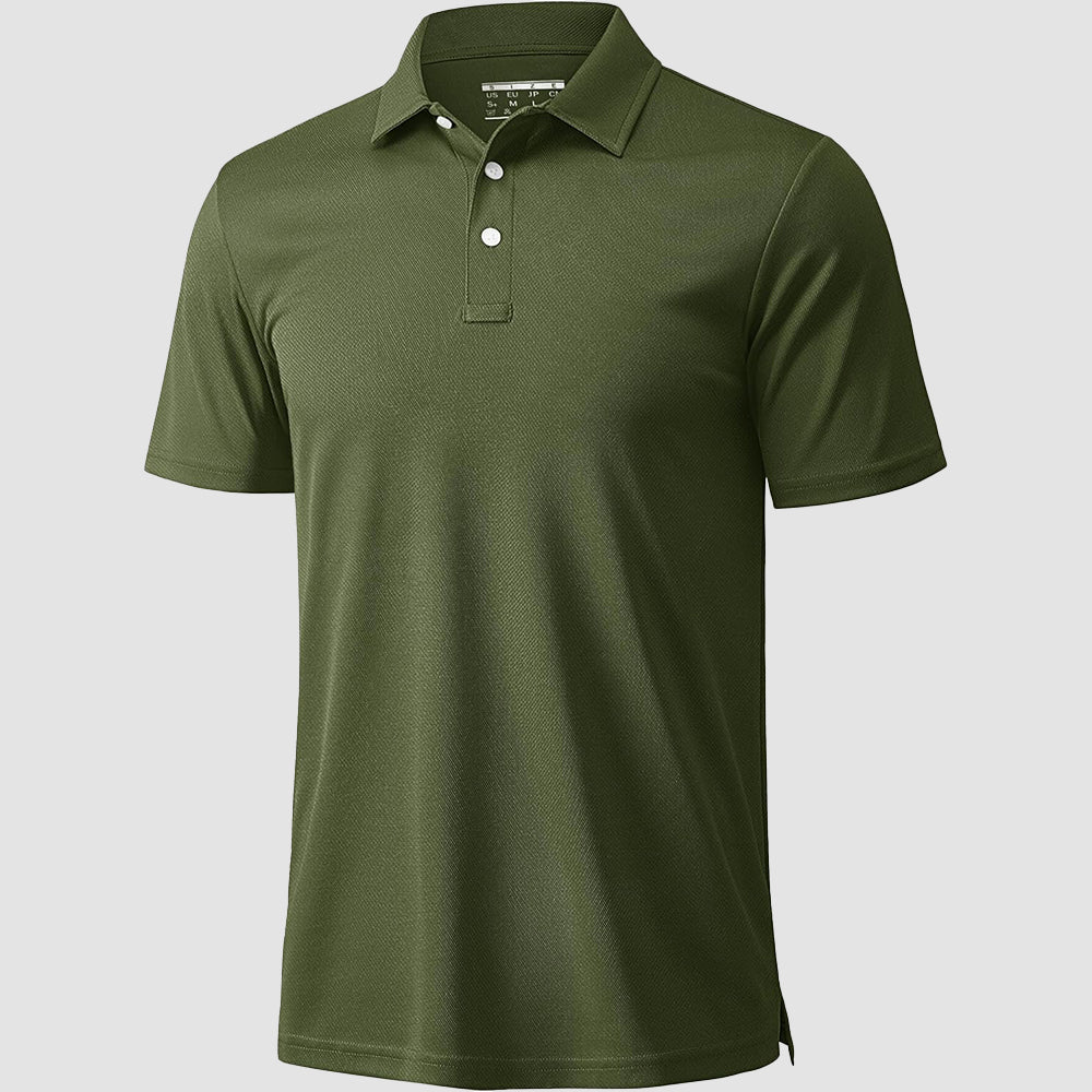 Men's quick-dry golf polo shirt breathable moisture-wicking lightweight polyester button placket