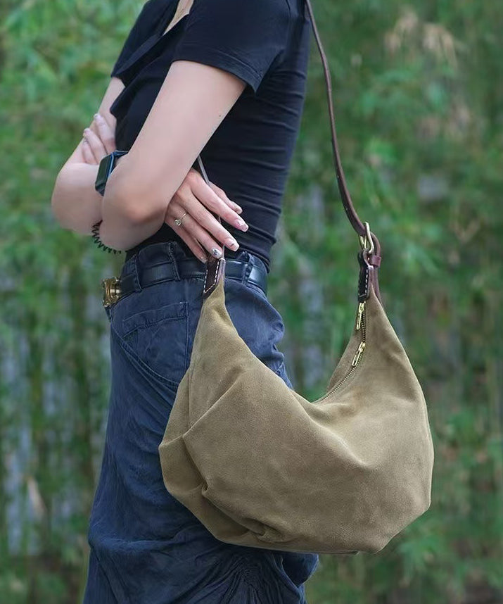 Sac messager en cuir solide et durable vert armée Art - Urbann-Vibe