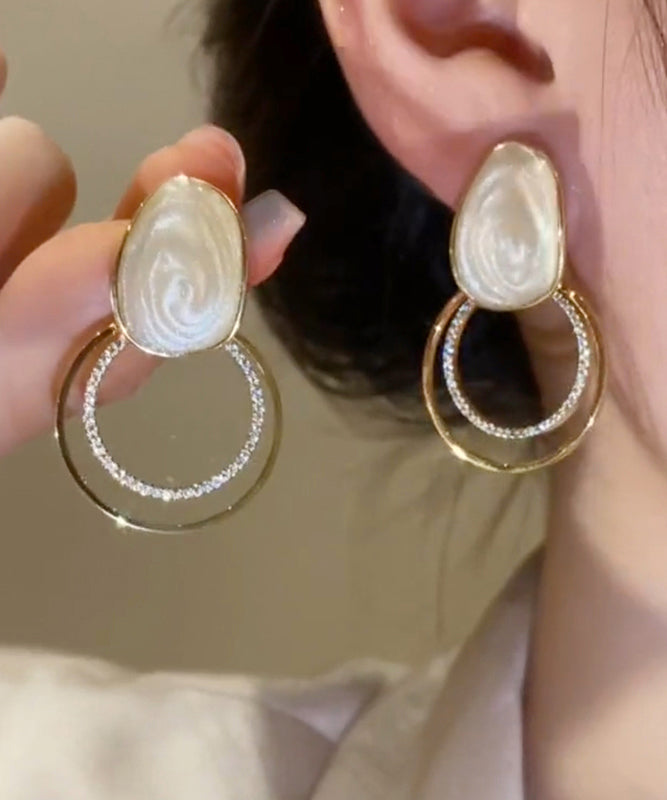 Boucles d'oreilles à tige en alliage de cuivre et zircone doré - Urbann-Vibe