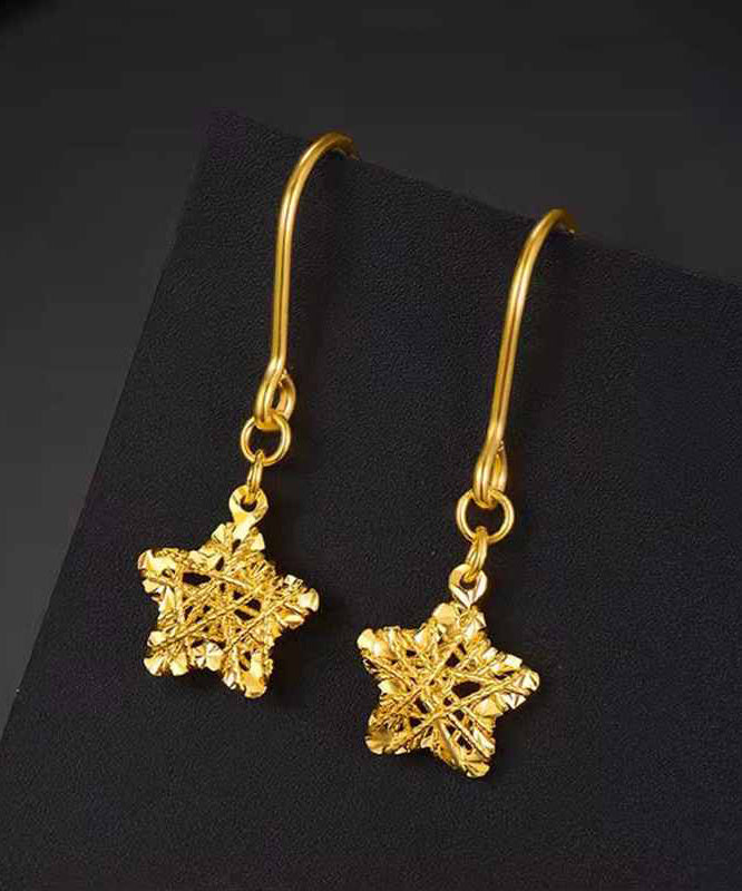 Boucles d'oreilles pendantes géométriques en forme d'étoile surdorées en cuivre doré - Urbann-Vibe