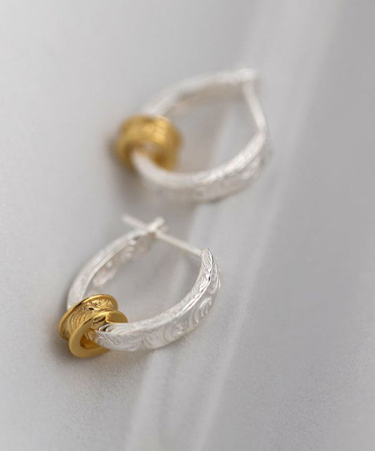 Boucles d'oreilles créoles en argent sterling surdoré Art Gold - Urbann-Vibe