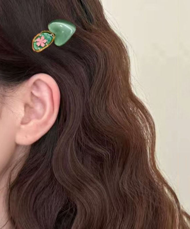 Ensemble de deux épingles à cheveux Art Green Alloy Love Pearl Floral - Urbann-Vibe