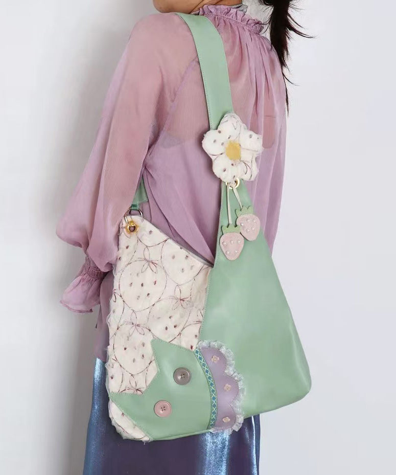 Sacs à bandoulière asymétriques en dentelle patchwork vert Art - Urbann-Vibe