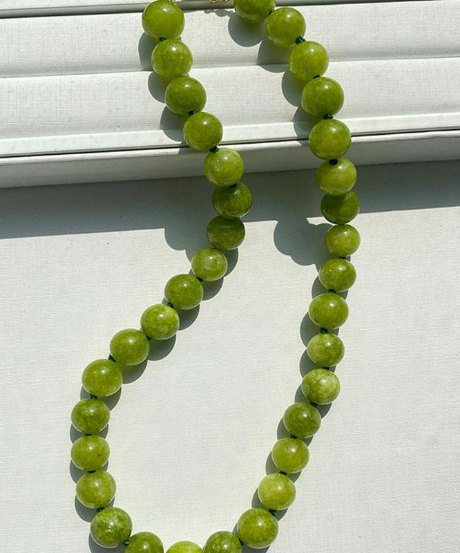 Collier de perles graduées en agate surdorée en cuivre vert artistique - Urbann-Vibe