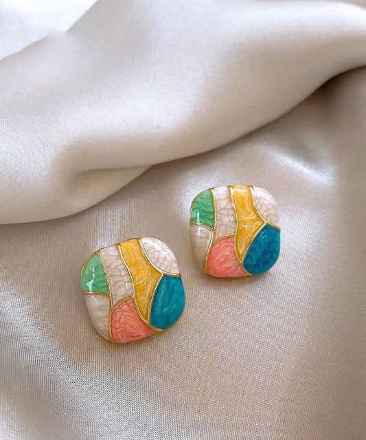 Boucles d'oreilles à tige en alliage d'argent sterling et émail Art Rainbow - Urbann-Vibe