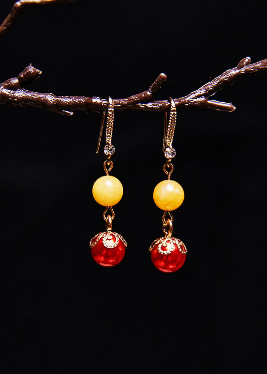 Boucles d'oreilles pendantes en cire d'abeille Art Red Pearl Boutique - Urbann-Vibe