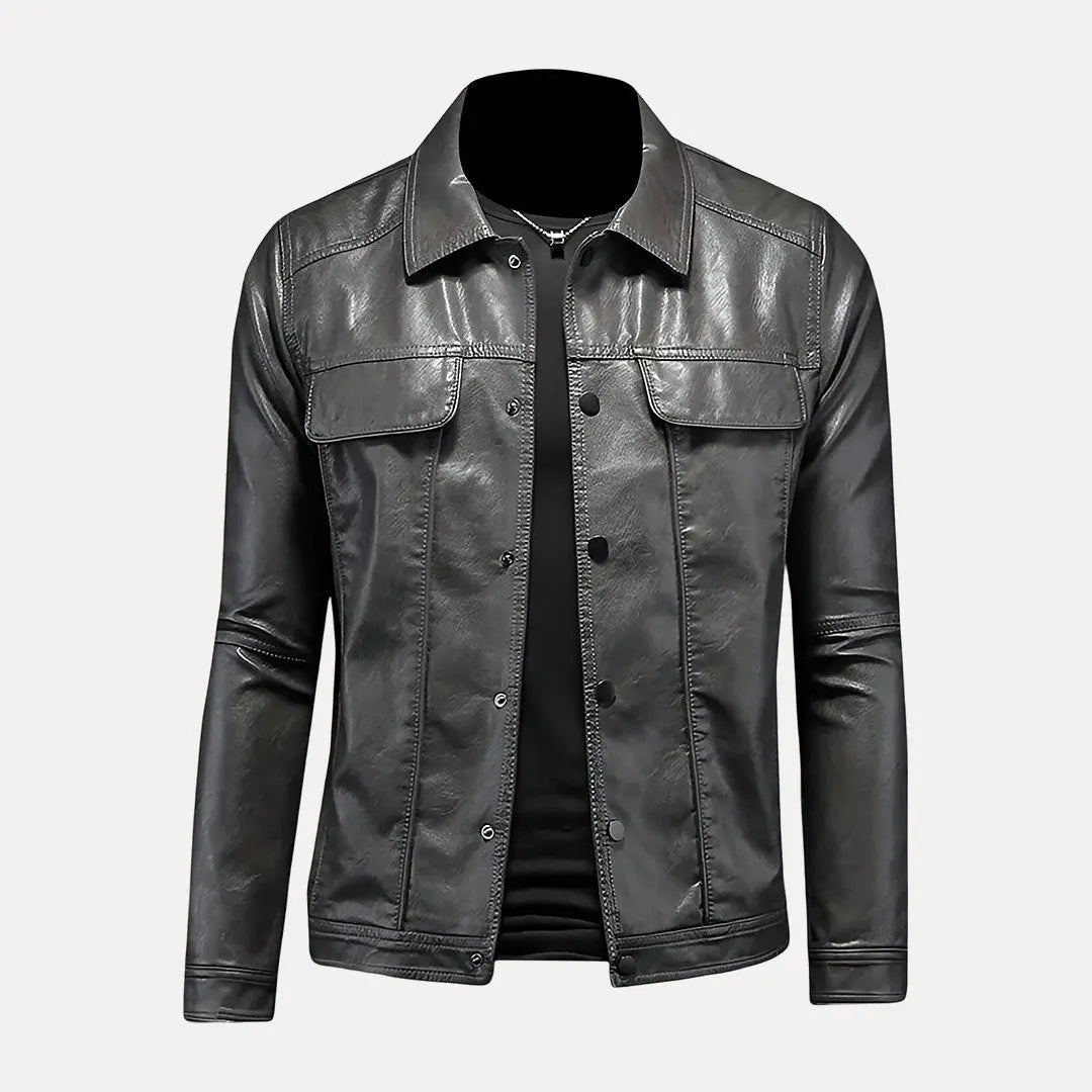 Aspen Explorer premium brown leather jacket classic button-up front everyday rugged style