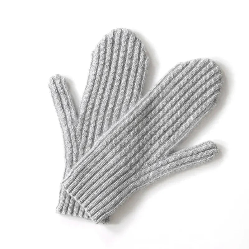 Women's 100% wool ribbed knit gloves lightweight breathable cozy winter warmth natural fiber