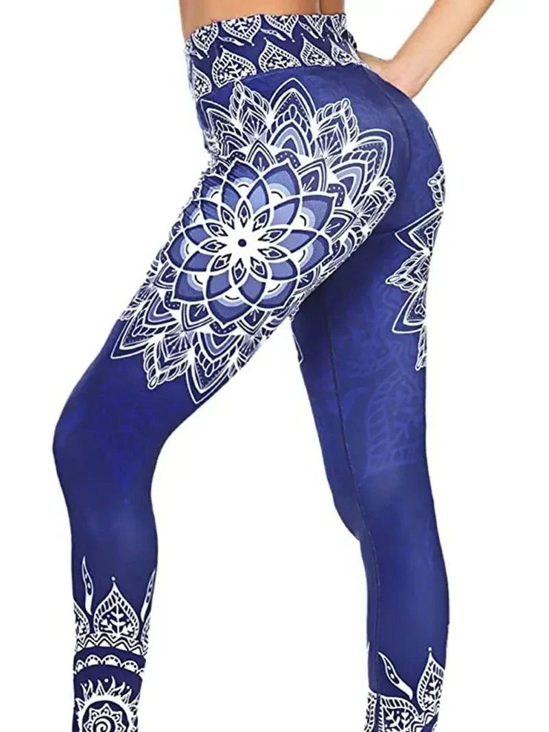 Women's floral high-waist yoga leggings stretchy spandex fitness sport pants with botanical print