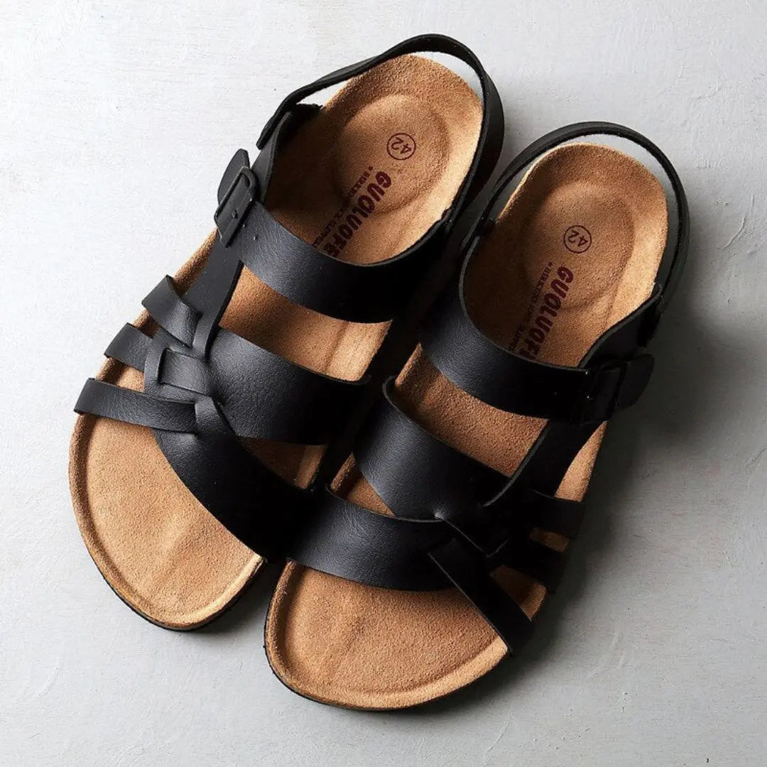 Men's Atlas premium leather sandals brown ergonomic cushioned sole everyday comfort versatile wear